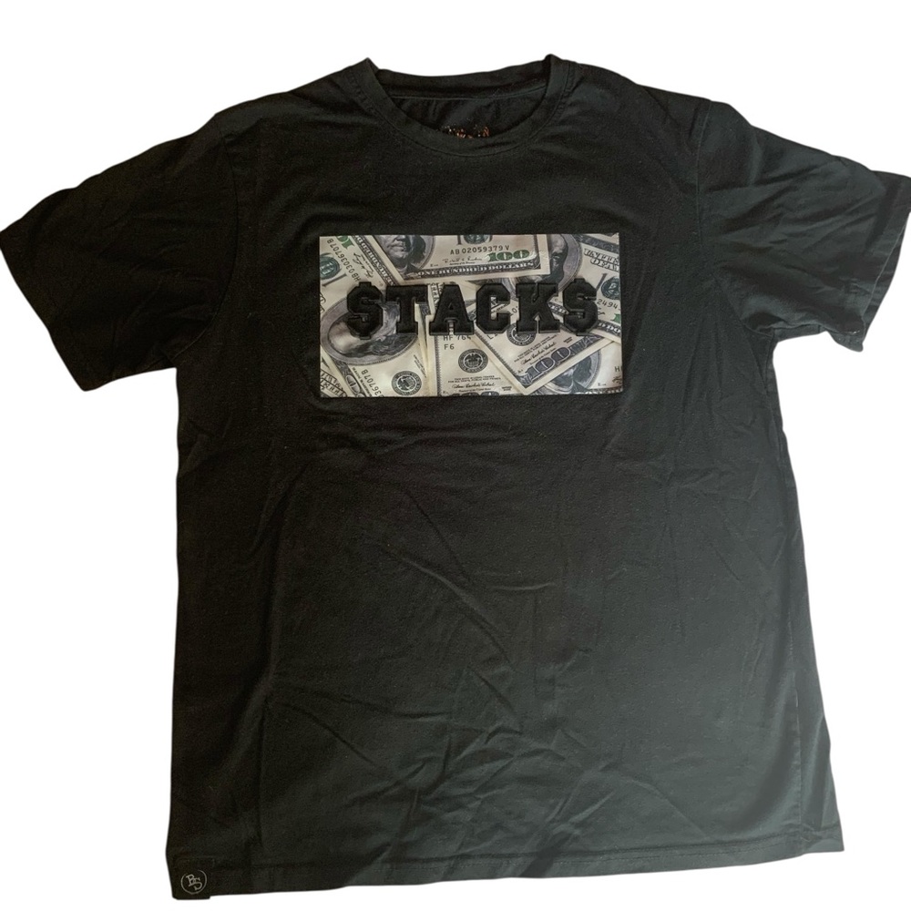 BROOKLYN STANDARD STACKS Vinyl   Money Graphic Mens SS Tee Shirt Size Large